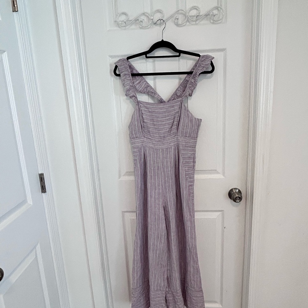 Anthropologie Eleveses Ruffled Strap Jumpsuit in Lilac - Women Size 0
